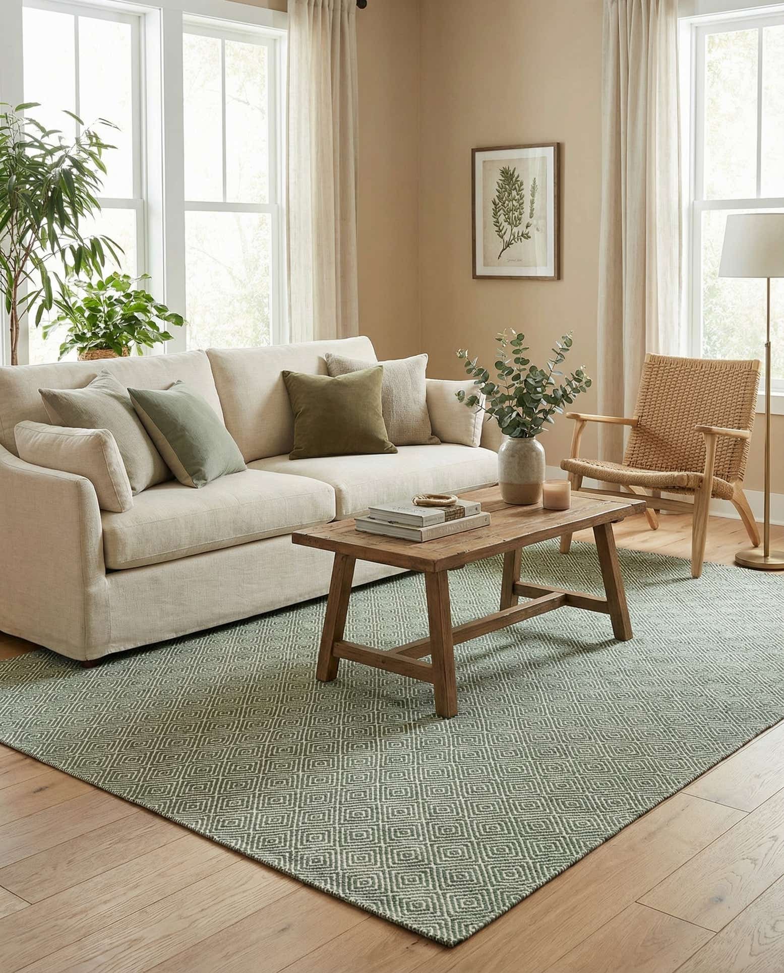 6' 1 x 9' Hand Woven Geo Trellis Flatweave Rug