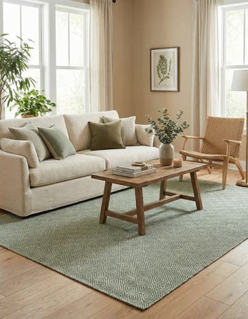 6' 1 x 9' Hand Woven Geo Trellis Flatweave Rug