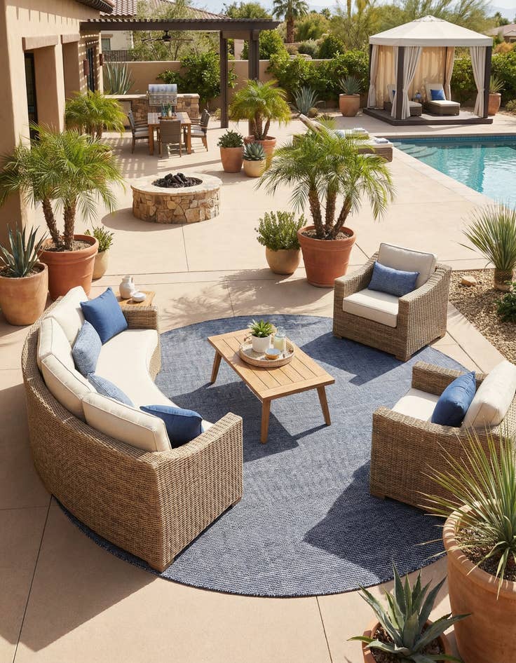 Detail image of 10' x 10' Easy-Clean Jill Zarin Palm Springs Indoor / Outdoor Round Rug