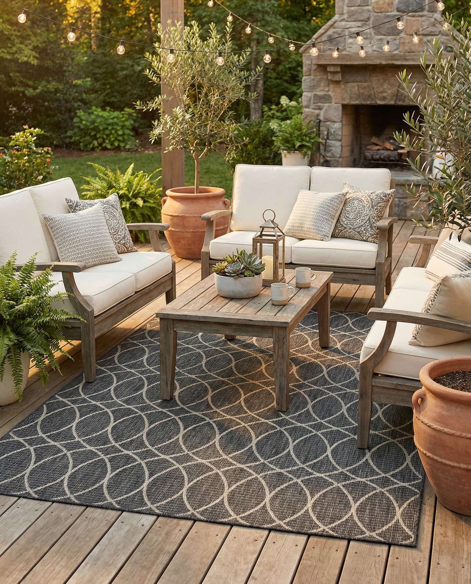 5' 3 x 8' Easy-Clean Trellis Indoor / Outdoor Rug