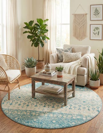 5' 3 x 5' 3 Moroccan Trellis Round Rug