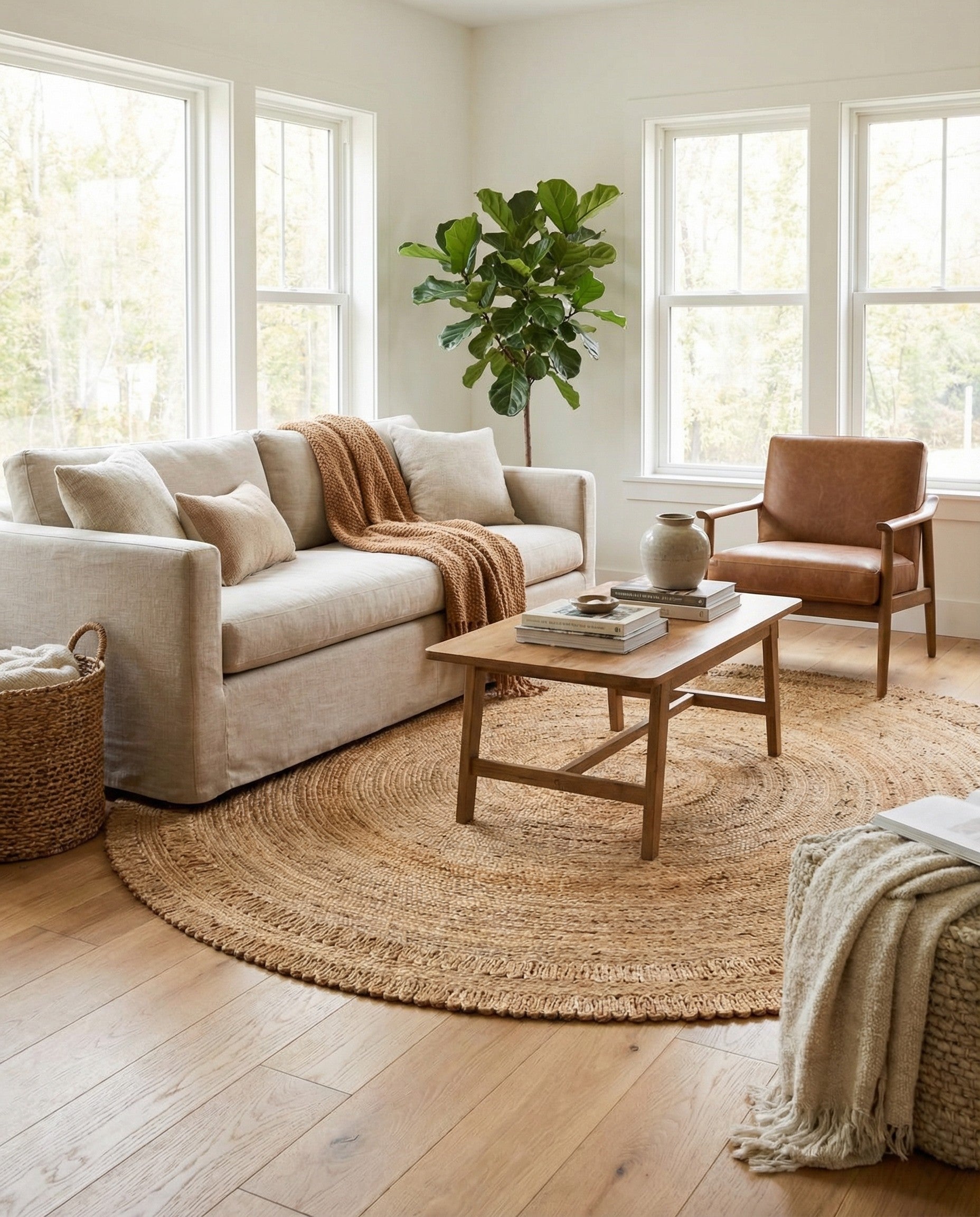 7' 10 x 7' 10 Handmade Braided Jute Round Rug