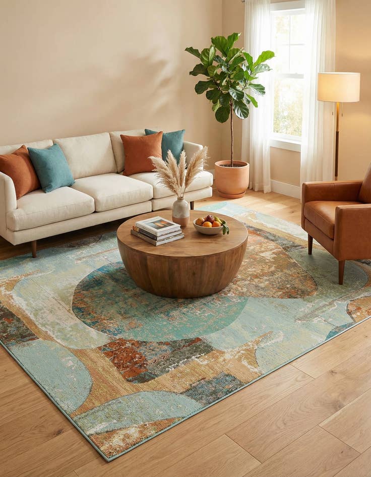 Detail image of 9' x 12'  Washable Modern Indoor / Outdoor Rug