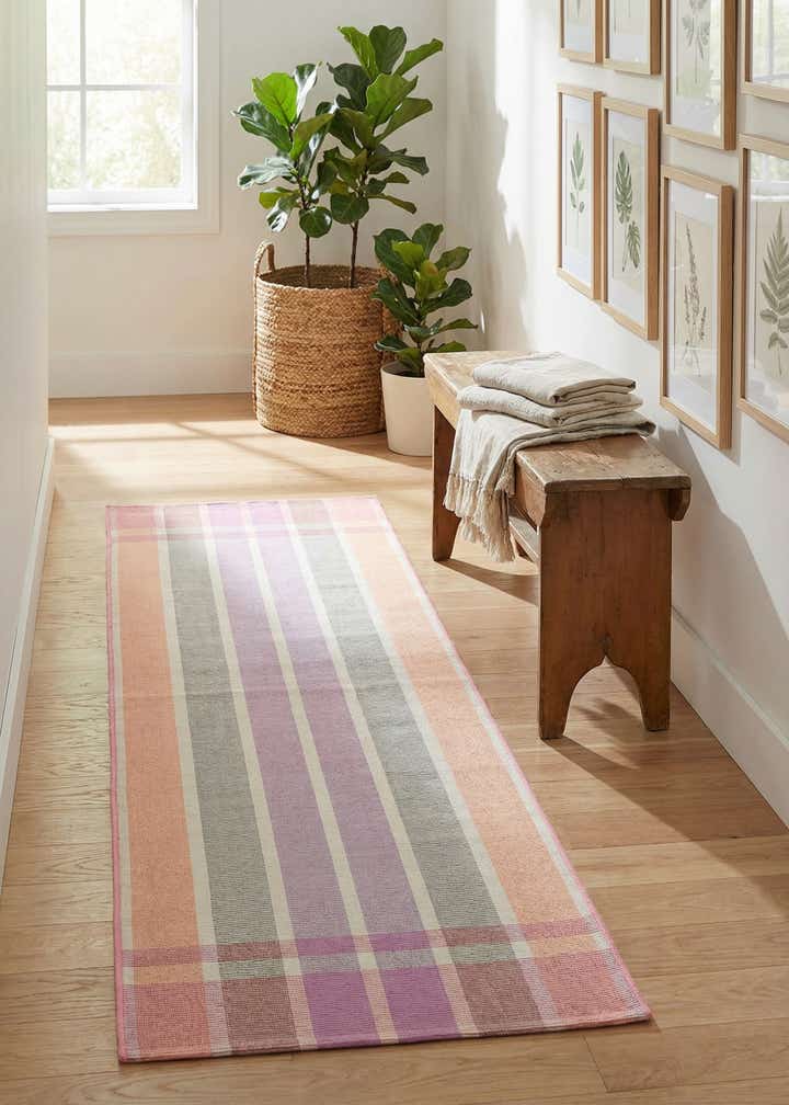 2' x 6' Easy-Clean Striped Indoor / Outdoor Runner Rug