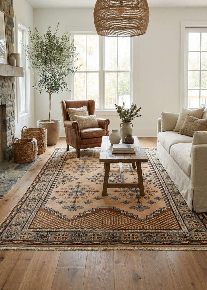 6' 6 x 9' 7 Hand Knotted Moroccan Wool Rug