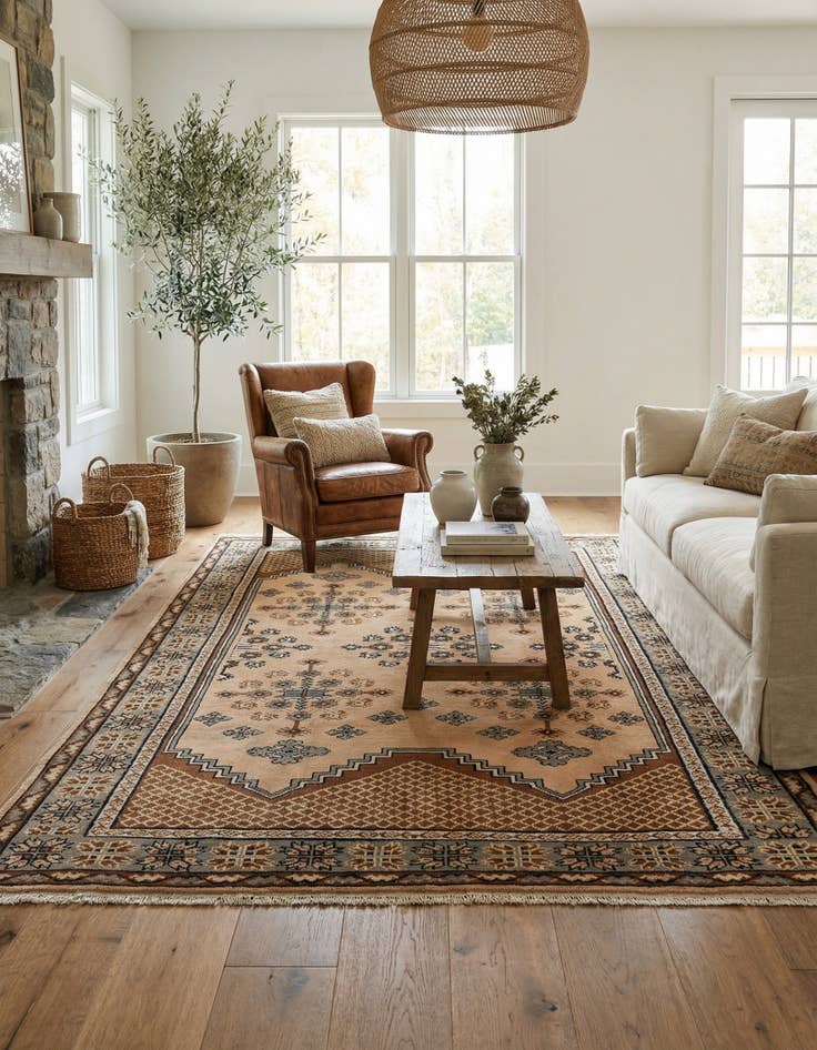 Detail image of 6' 6 x 9' 7 Hand Knotted Moroccan Wool Rug