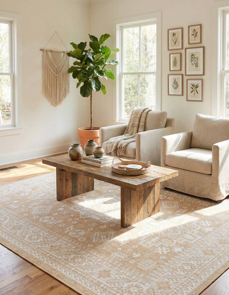 Detail image of 7' x 10'  Washable Aztec Indoor / Outdoor Rug