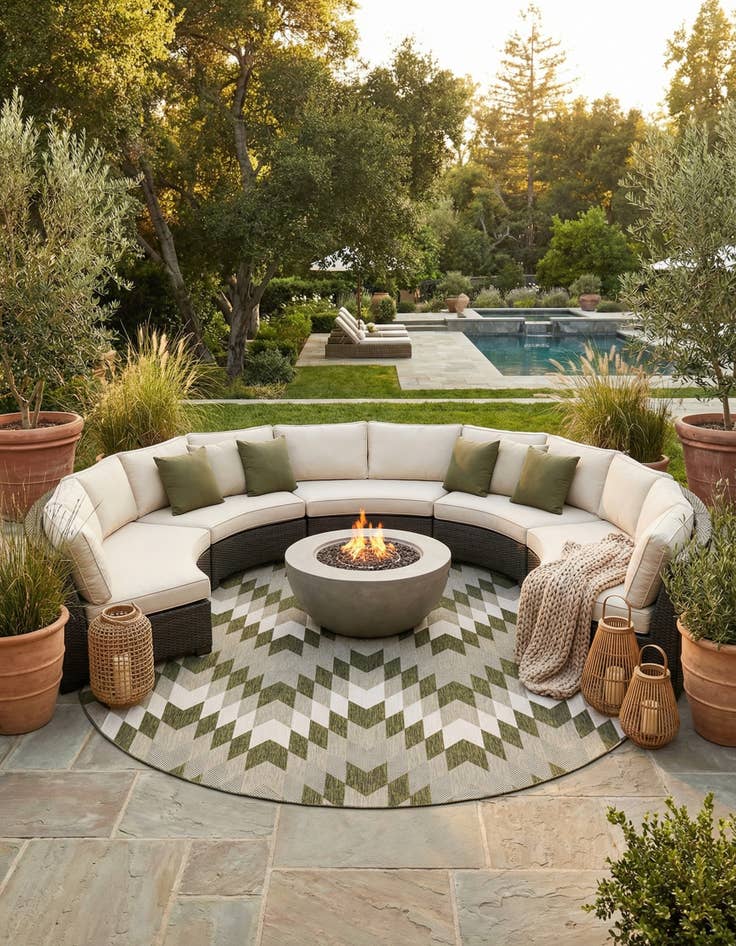 Detail image of 12' x 12'  Washable Modern Indoor / Outdoor Round Rug