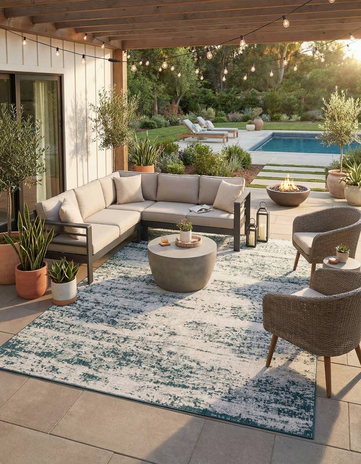 Detail image of 10' x 14' Easy-Clean Modern Indoor / Outdoor Rug