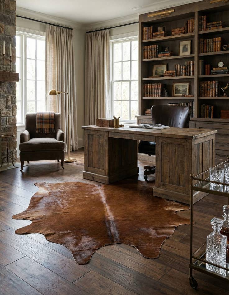 Detail image of 7' x 7' 5 Cowhide Leather Square Rug