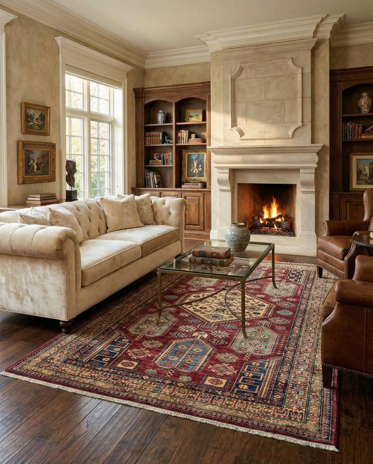 Detail image of 6' 1 x 9' 1 Hand Knotted Kazak Wool Rug