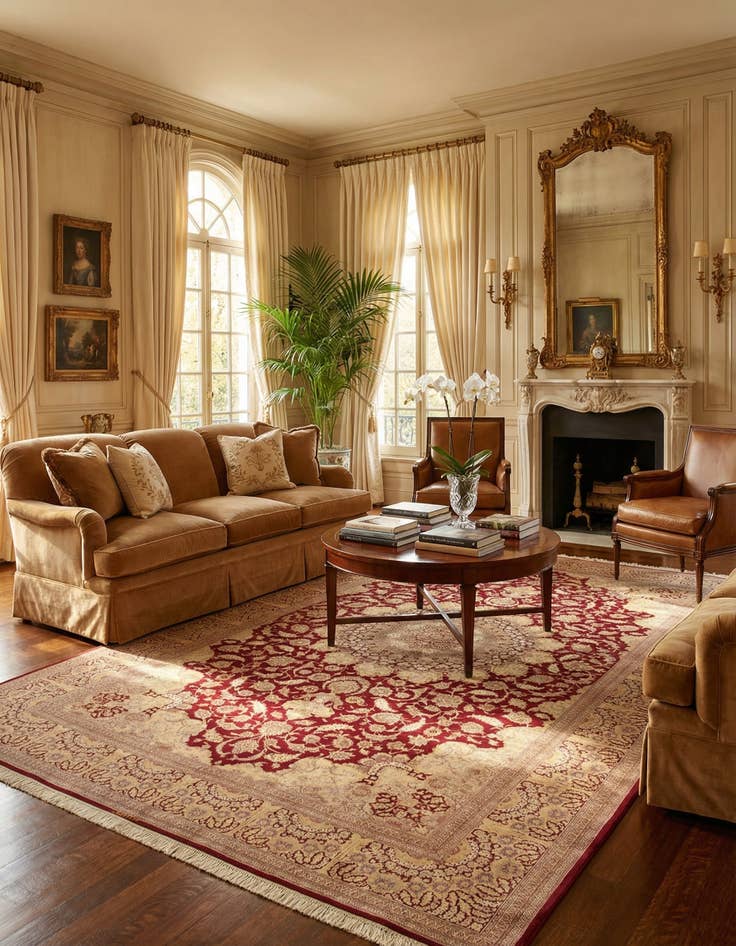 Detail image of 6' 6 x 9' 9 Ghom Silk Rug