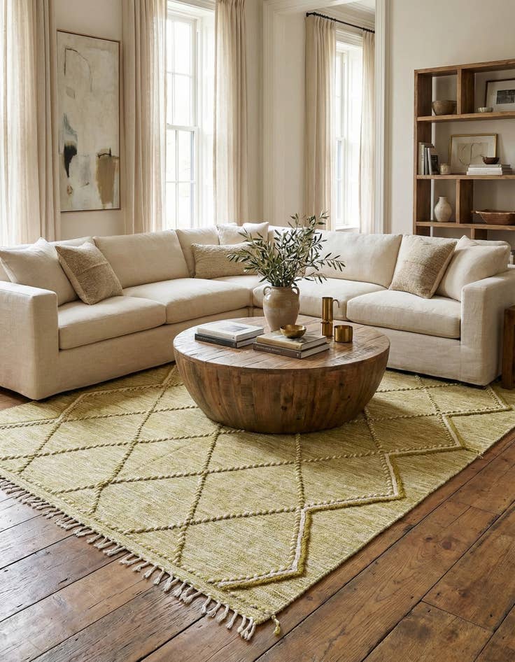 Detail image of 6' 9 x 10'  Hand Knotted Moroccan Wool Rug