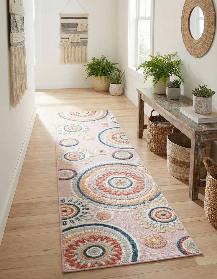 Detail image of 2' 2 x 8'  Washable Botanical Indoor / Outdoor Runner Rug