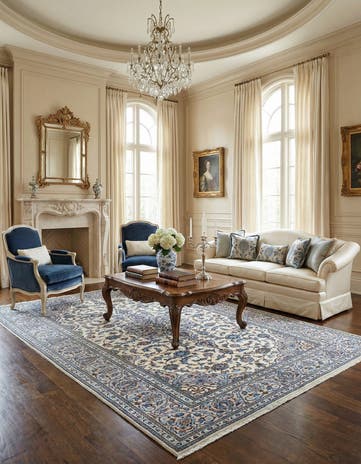 6' 6 x 10' Hand Knotted Kashan Persian Wool Rug