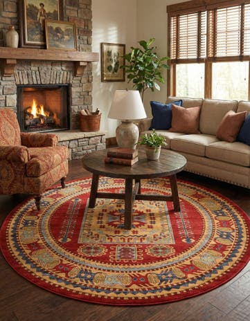 Red Sara Round Rug