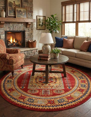 Red Sara Round Rug