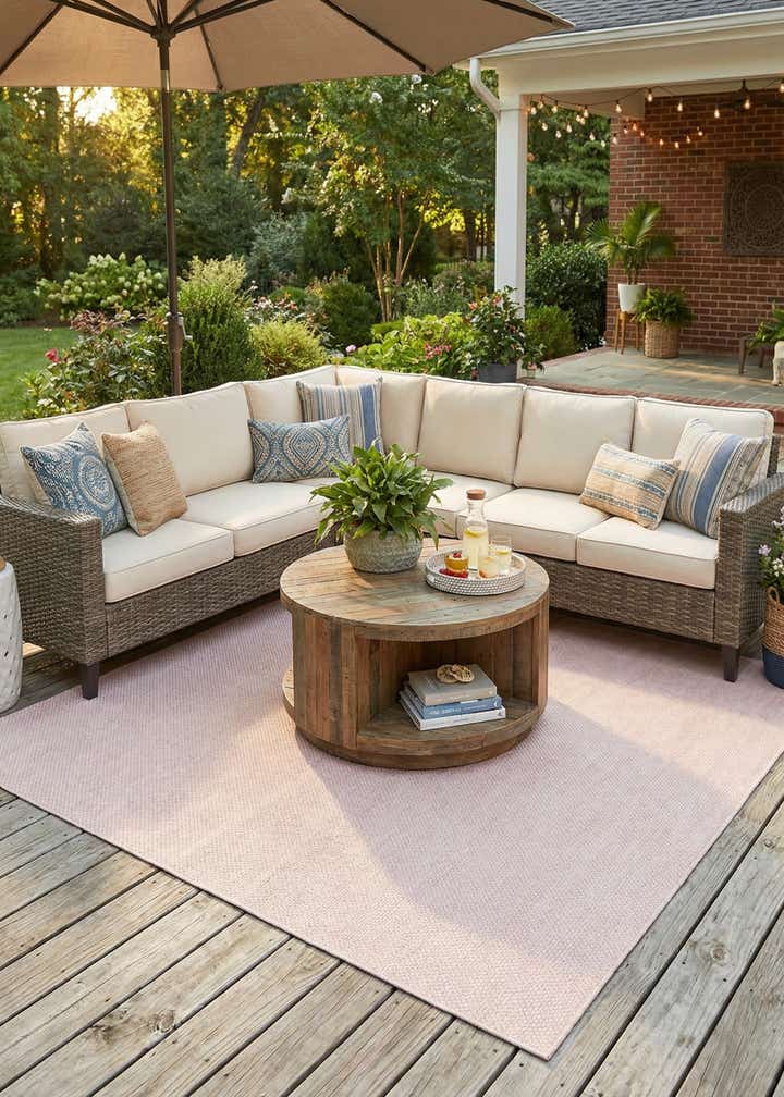 10' 8 x 10' 8 Easy-Clean Solid Indoor / Outdoor Square Rug