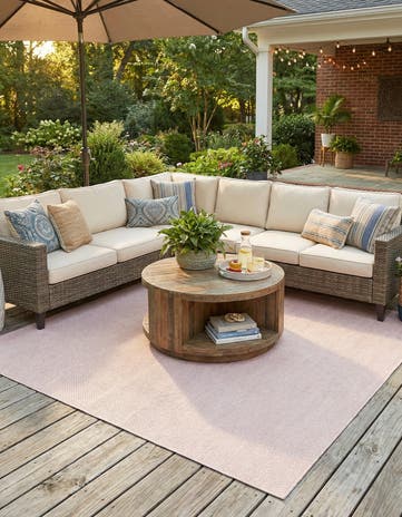 Whisper Pink Easy-Clean Solid Indoor / Outdoor Square Rug