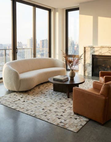 5' x 7' 9 Cowhide Leather Rug