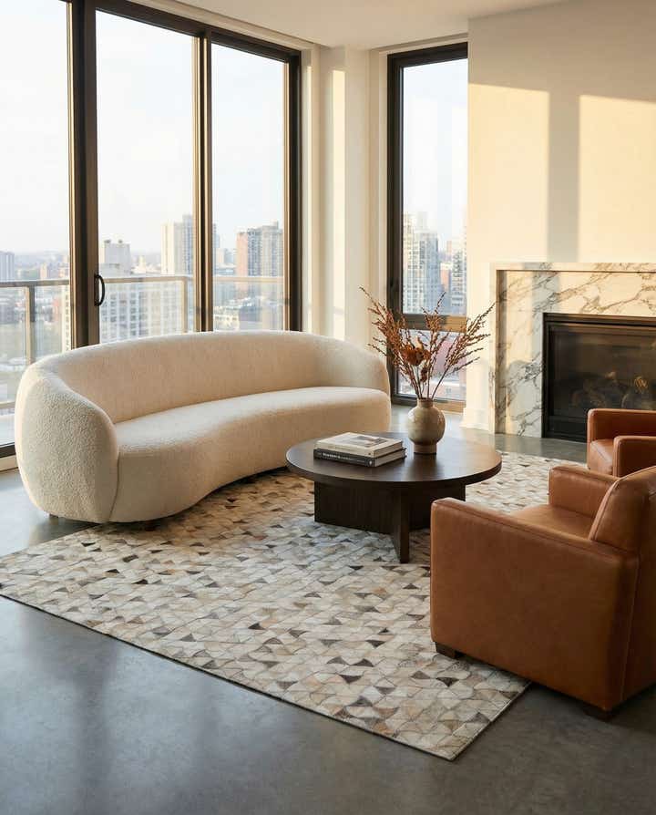 5' x 7' 9 Cowhide Leather Rug