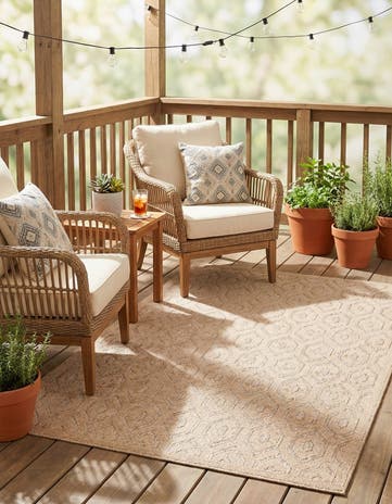 5' 3 x 8' Easy-Clean Trellis Textured Indoor / Outdoor Rug