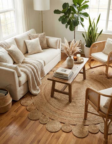 Natural Handmade Braided Jute Round Rug