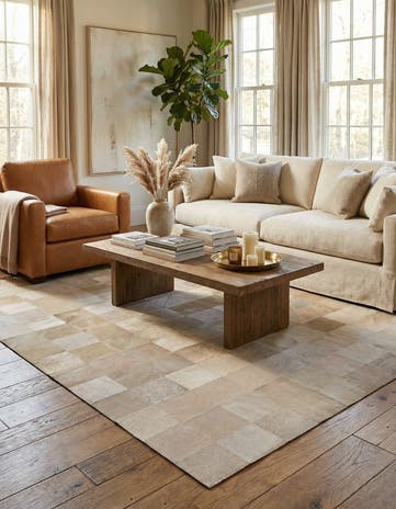 5' 2 x 7' 10 Cowhide Leather Rug