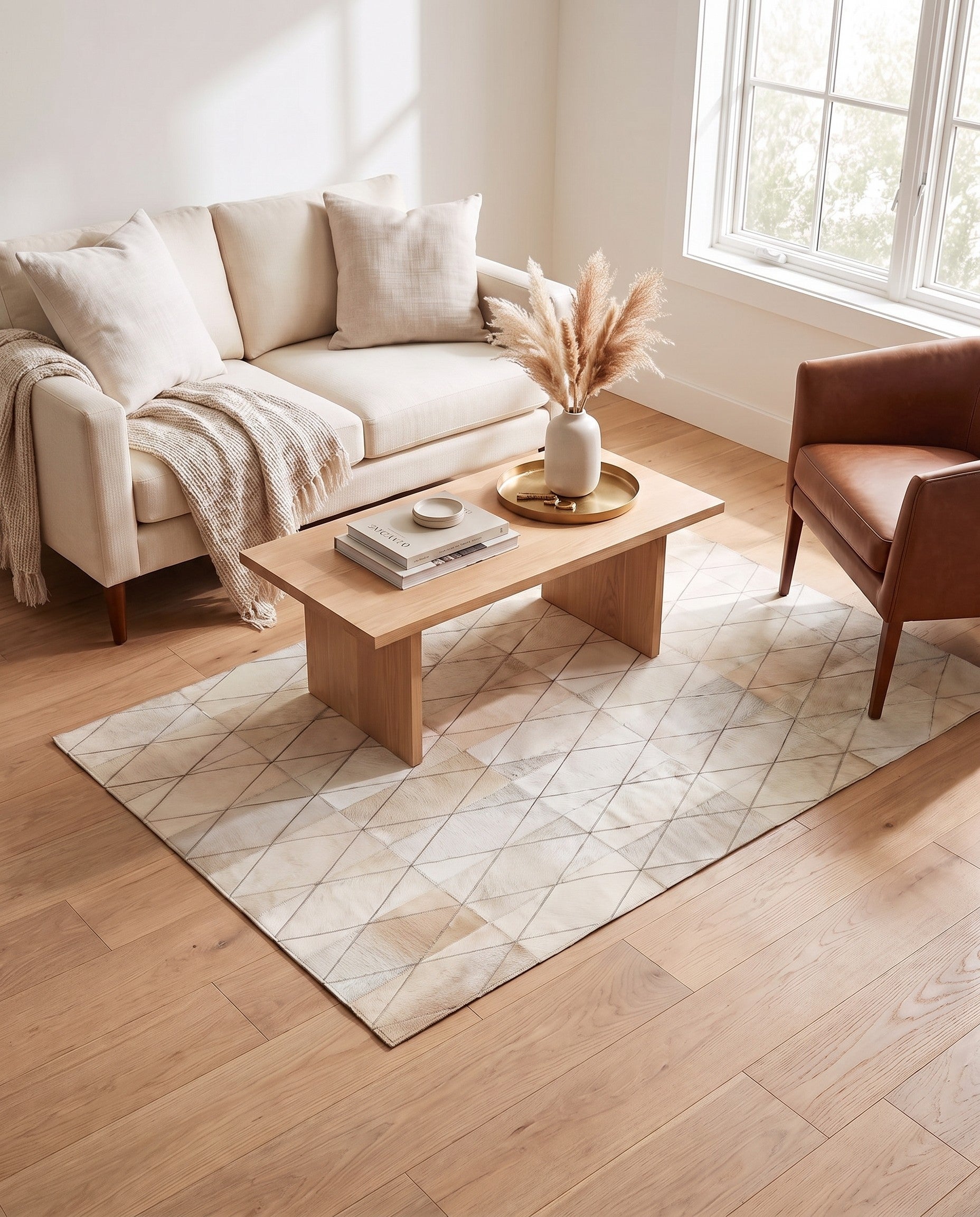 4' 1 x 5' 10 Cowhide Leather Rug