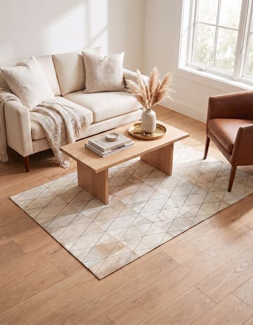 4' 1 x 5' 10 Cowhide Leather Rug