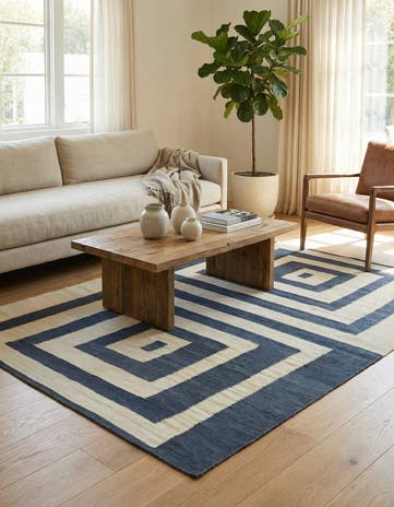 4' 2 x 5' 10 Hand Woven Kilim Modern Wool Rug