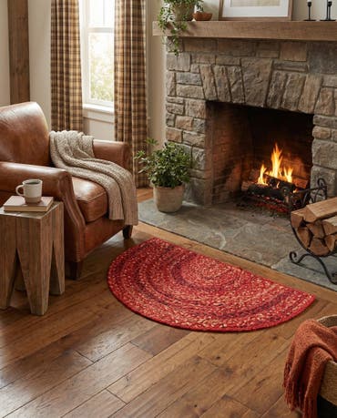  2' 2 x 3' 7  Hand Braided Chindi Hearth Rug