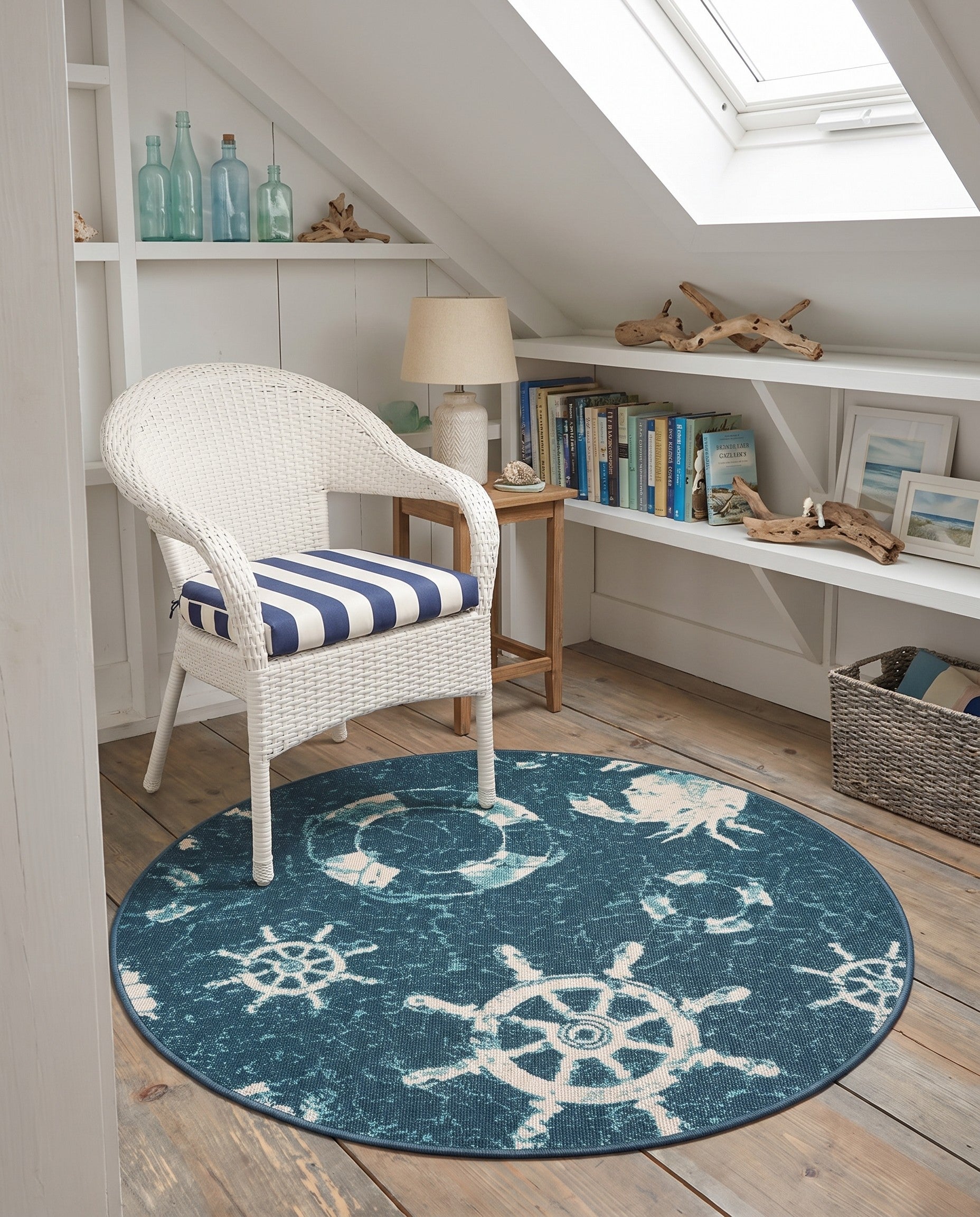 4' x 4' Easy-Clean Coastal Indoor / Outdoor Round Rug