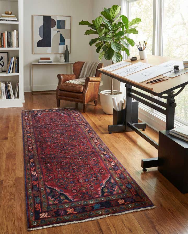 3' 10 x 9' 9 Hand Knotted Hossainabad Persian Wool Runner Rug