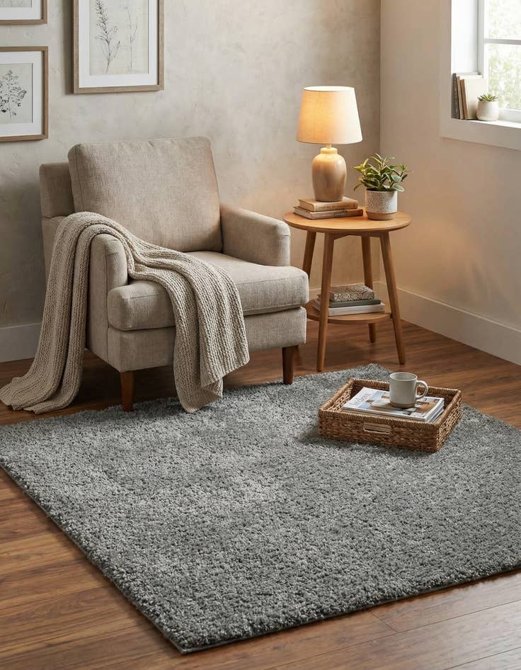 Detail image of  4' x 4' Soft Solid Shag Square Rug