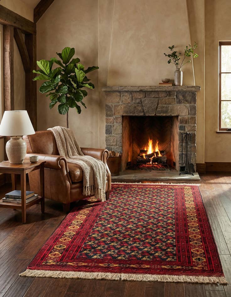 Detail image of 3' 5 x 6' 9  Hand Knotted Afghan Mouri Wool Rug