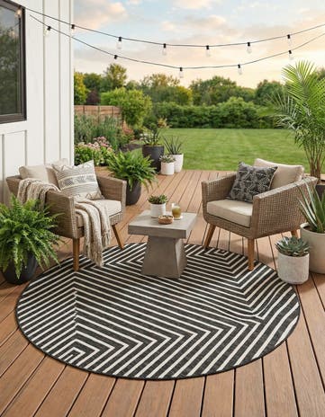 7' 10 x 7' 10 Easy-Clean Modern Indoor / Outdoor Round Rug