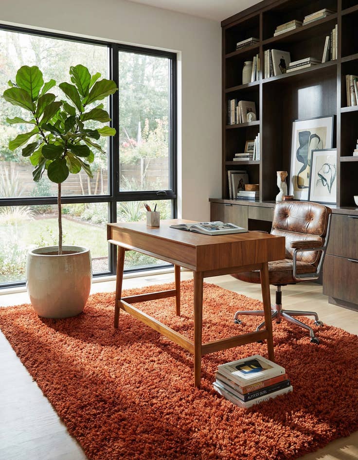 Detail image of 5' 2 x 6' 9  Hand Knotted Solid Shag Oriental Rug