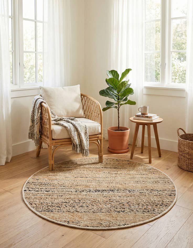 Detail image of 3' 1 x 3' 1  Hand Woven Palm Beach Jute Round Rug