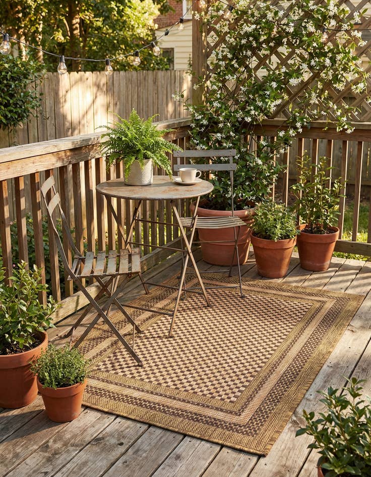 Detail image of  2' 2 x 3'  Washable Border Indoor / Outdoor Rug