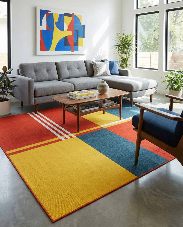 Detail image of 9' x 12' Easy-Clean Modern Indoor / Outdoor Rug