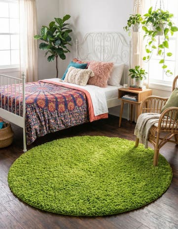 6' x 6' Solid Shag Round Rug