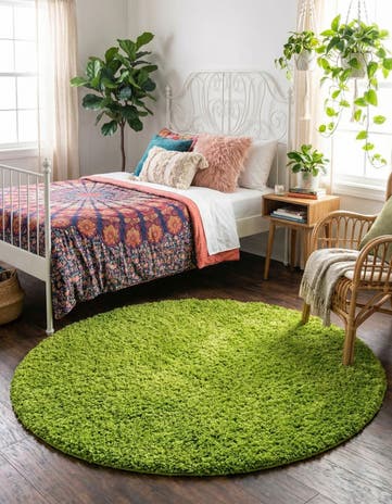 6' x 6' Solid Shag Round Rug