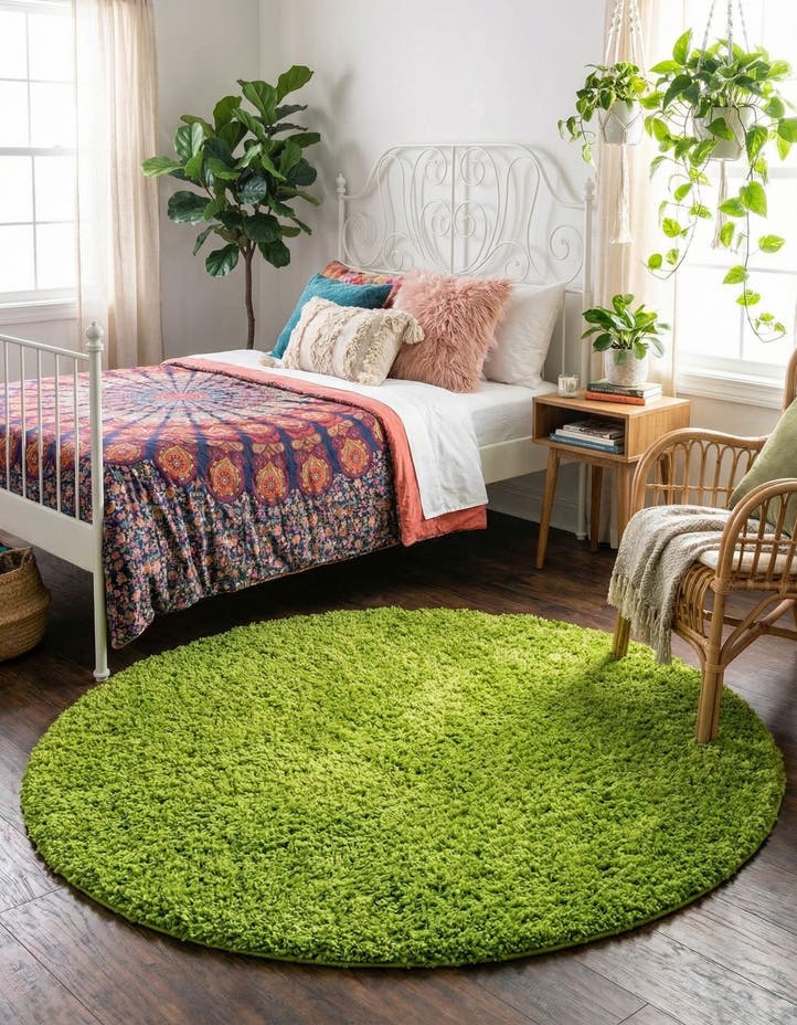 6' x 6' Solid Shag Round Rug