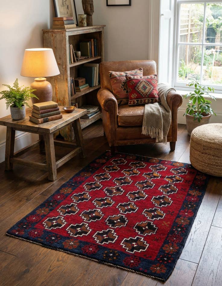 Detail image of  3' x 4' 4  Hand Knotted Balouch Persian Wool Rug