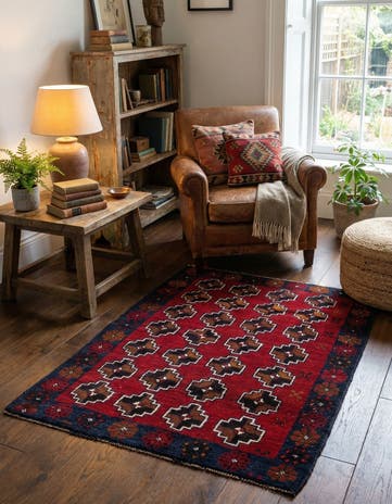 3' x 4' 4 Hand Knotted Balouch Persian Wool Rug