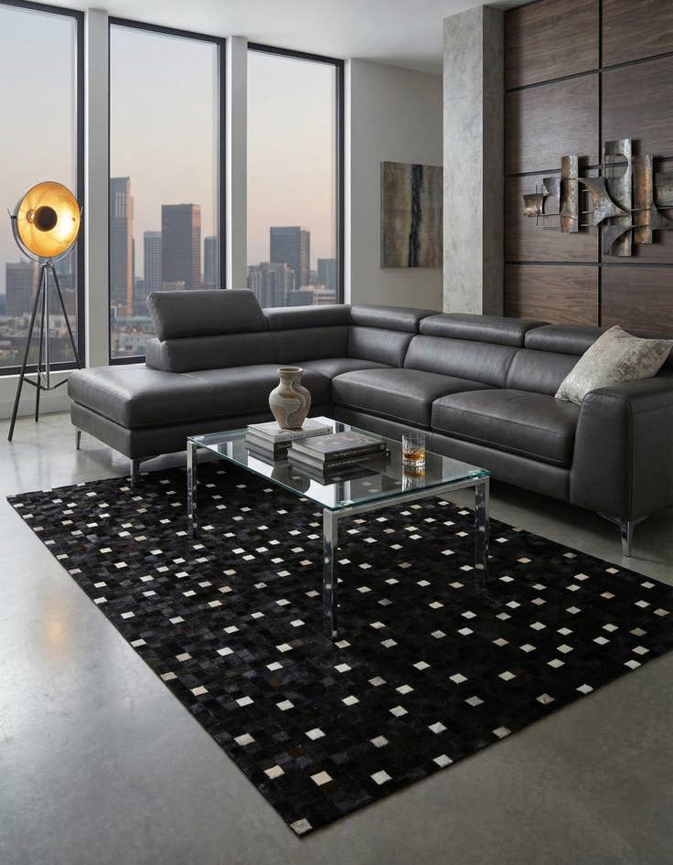 Detail image of  5' 2 x 8' 2 Cowhide - Patchwork Rug