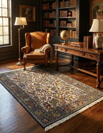 3' 4 x 5' 7 Hand Knotted Qom Persian Rug