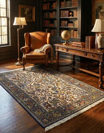 3' 4 x 5' 7 Hand Knotted Qom Persian Rug