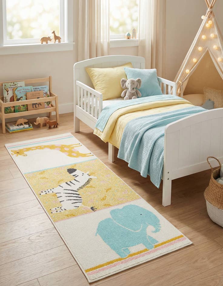 Detail image of 2' 2 x 6' 1 Animals Whimsy Kids Runner Rug